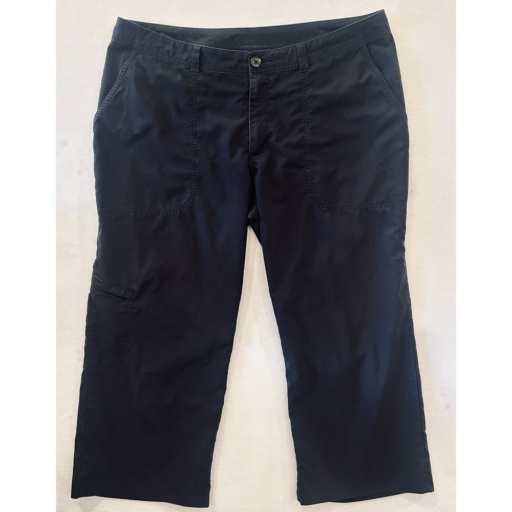 Patagonia Women's Cropped Capri Pants Black Hiking Pockets Outdoor Size 14